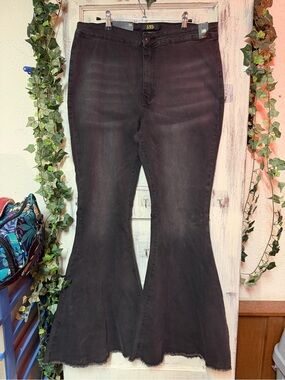 Lucky & Blessed Black Flare Jeans with Raw Hem